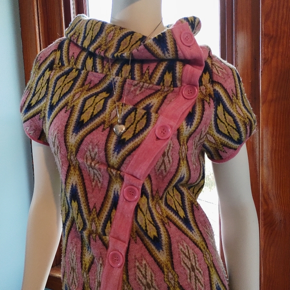 Anthropologie Moth Funneled Folds Asymmetrically Buttoned Wool Cardigan … - Picture 4 of 15